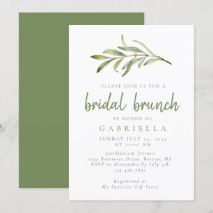 Modern Sage Green Botanical Bridal Brunch Invitation