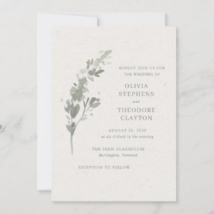 Modern Sage Green Botanical Elegant Wedding Invitation