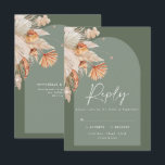 Modern sage green botanical pampas grass wedding RSVP card<br><div class="desc">Modern bohemian botanical natural and sage green pampas grass stylish wedding R.S.V.P reply card.</div>