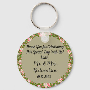 Modern Sage Green Botanical Wedding Favour Keychain