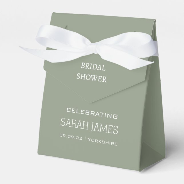 Modern Sage Green Bridal Shower Party  Favor Box (Front Side)