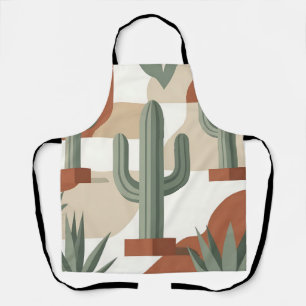 Modern Sage Green Cactus Terracotta Desert Apron