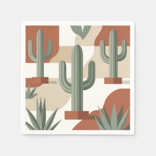 Modern Sage Green Cactus Terracotta Desert  Napkin