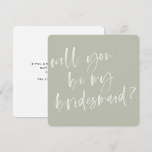 Modern Sage Green Calligraphy Bridesmaid Proposal Invitation