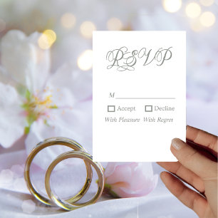 Modern Sage Green Calligraphy Wedding RSVP Card