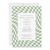 Modern Sage Green Checked Bridal Shower