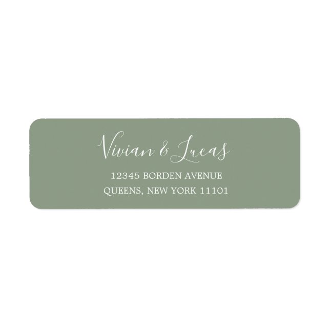 Modern Sage Green Chic Script Retourner Adresse (Devant)