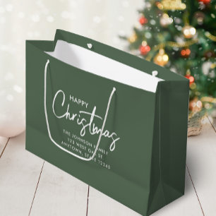 Modern Sage Green Christmas Large Gift Bag