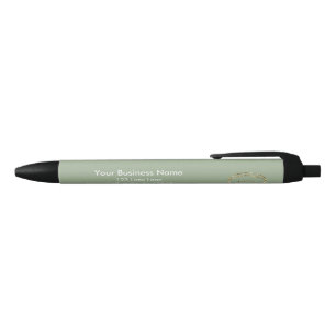 Modern Sage Green Custom Business Logo Promotional Black Ink Pen
