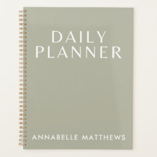 Modern Sage Green Daily Planner With Monogram
