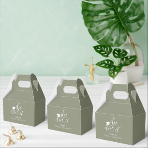 Modern Sage Green Elegant Fonts Graduation Favor Box