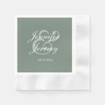 Modern Sage Green Elegant White Script Wedding 