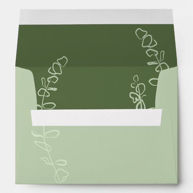 Modern Sage Green Eucalyptus Wedding Custom Envelope (Back (Bottom))