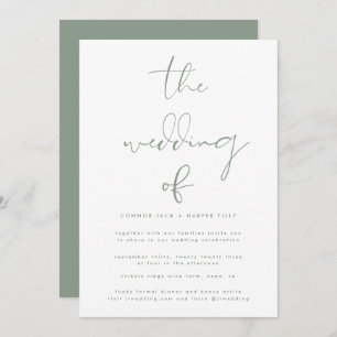 Modern Sage Green   Extra Details Info on Back Invitation