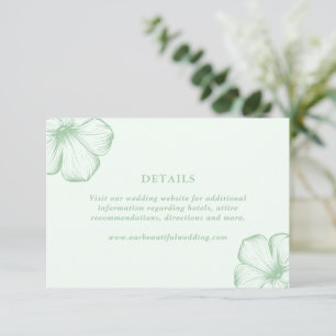 Modern Sage Green Floral Elegant Wedding Enclosure Card