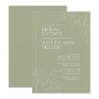 Modern Sage Green Foliage Outline Bridal Shower