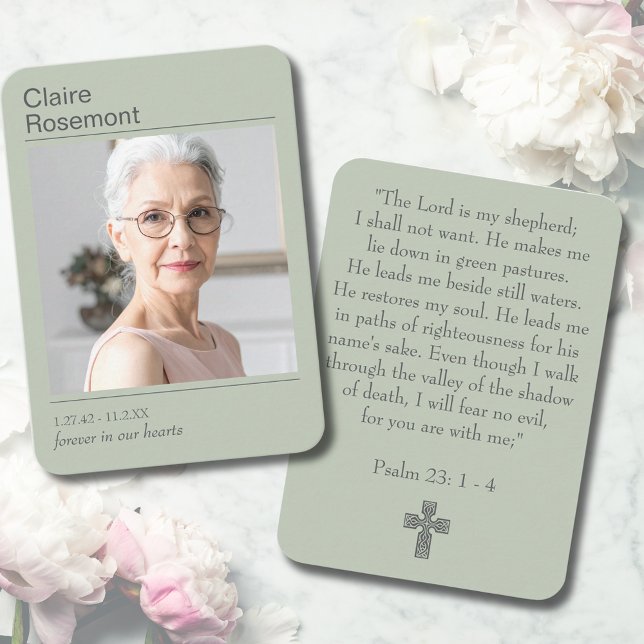 Modern Sage Green Funeral Psalm 23 Prayer Card (Modern Sage Green Funeral Psalm 23 Prayer Card
)