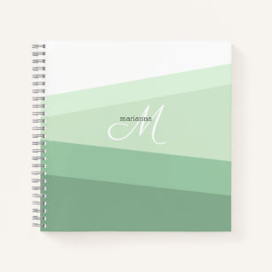 Modern Sage Green Geometric Personalized Notebook