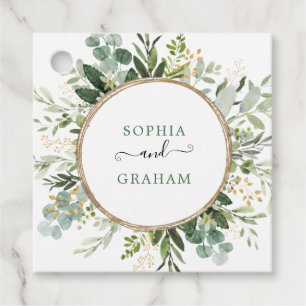 Modern Sage Green Gold Eucalyptus Wedding Party Favour Tags