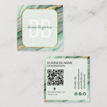 Modern Sage Green Gold monogram Qr Code