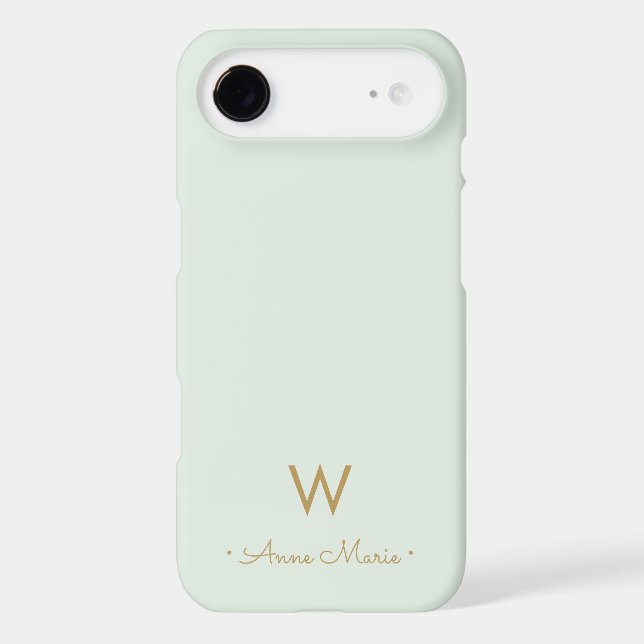 Modern Sage Green Gold Script Monogram (Back)