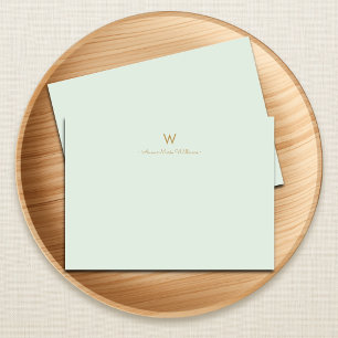 Modern Sage Green Gold Script Monogram Card