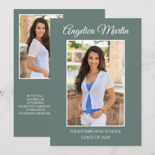 Modern Sage Green Graduation 3 Photo Class 2022