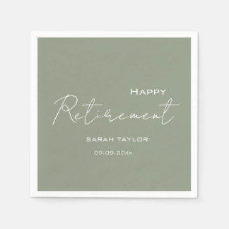 Modern Sage Green Happy Retirement Personalized  Napkin