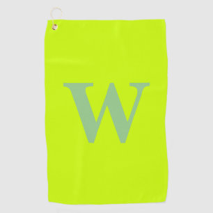 Modern Sage Green Initial Letter Lime Zest Golf Towel