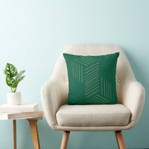 Modern Sage Green Isometric Optical Illusion Throw Pillow