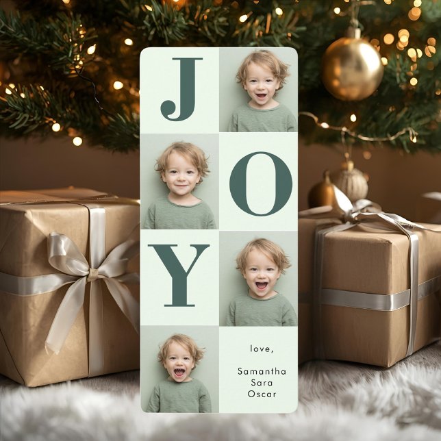 Modern Sage Green JOY Vertical Photo Christmas  (Creator Uploaded)