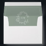 Modern Sage Green Leafy Crest Monogram Wedding Envelope<br><div class="desc">We're loving this trendy, modern sage green wedding envelope! Simple, elegant, and oh-so-pretty, it features a hand drawn leafy wreath encircling a modern wedding monogram. Veiw suite here: https://www.zazzle.com/collections/sage_green_leafy_crest_monogram_wedding_invitation-119735143483526238 Contact designer for matching products to complete the suite, OR for colour variations of this design. Thank you sooo much for supporting...</div>
