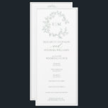Modern Sage Green Leafy Crest Monogram Wedding Program<br><div class="desc">We're loving this trendy, modern sage green a formal wedding ceremony program hand fan! Simple, elegant, and oh-so-pretty, it features a hand drawn leafy wreath encircling a modern wedding monogram. It is personalized in elegant typography, and accented with hand-lettered calligraphy. Finally, it is trimmed in a delicate frame. To make...</div>