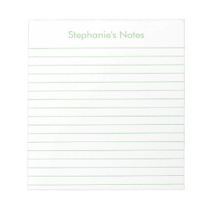 Modern Sage Green Lined Personalized Notepad