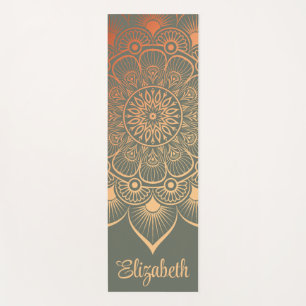 Modern Sage Green Mandala Custom Name Yoga Mat