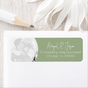 Modern Sage Green Mariage Photo Retour Adresse