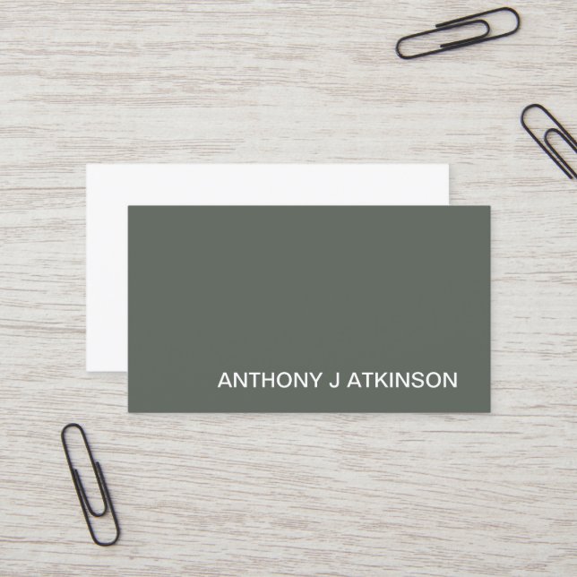 Modern Sage Green Minimalist Professional Simple Business Card (Front/Back In Situ)