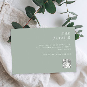 Modern Sage Green Minimalist Wedding Enclosure Card