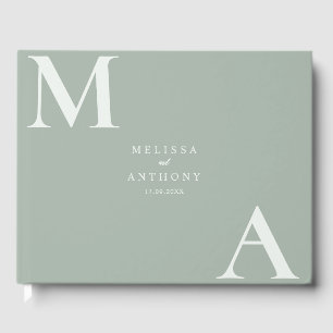 Modern Sage Green Minimalist Wedding Guest Book