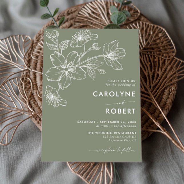 Modern Sage Green Minimalist Wedding Invitation (Creator Uploaded)