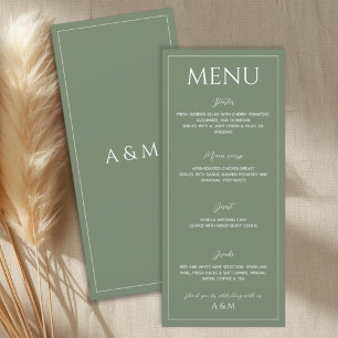 Modern sage green minimalist wedding menu