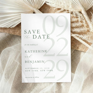 Modern Sage Green Minimalist Wedding Save The Date