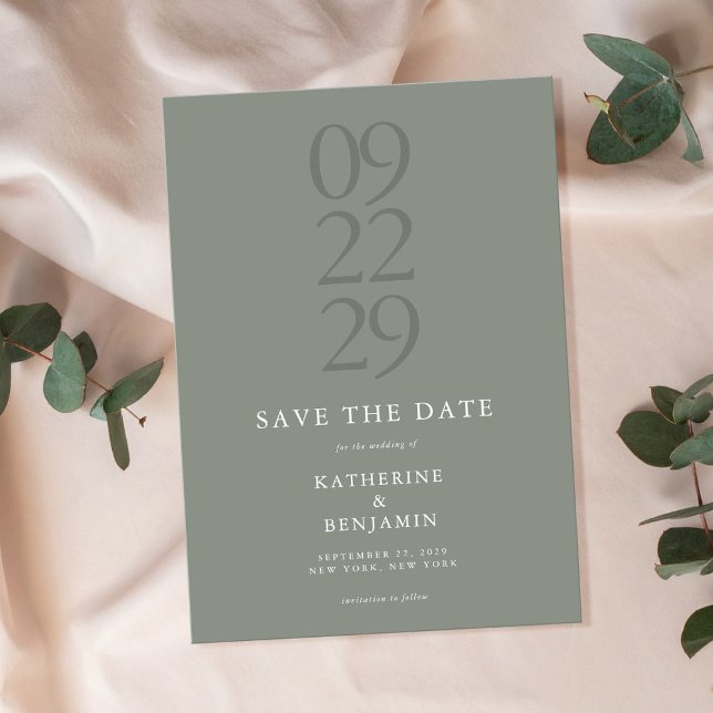 Modern Sage Green Minimalist Wedding Save The Date (Creator Uploaded)