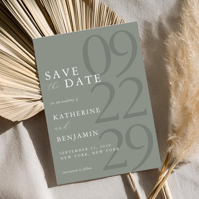 Modern Sage Green Minimalist Wedding Save The Date (Creator Uploaded)