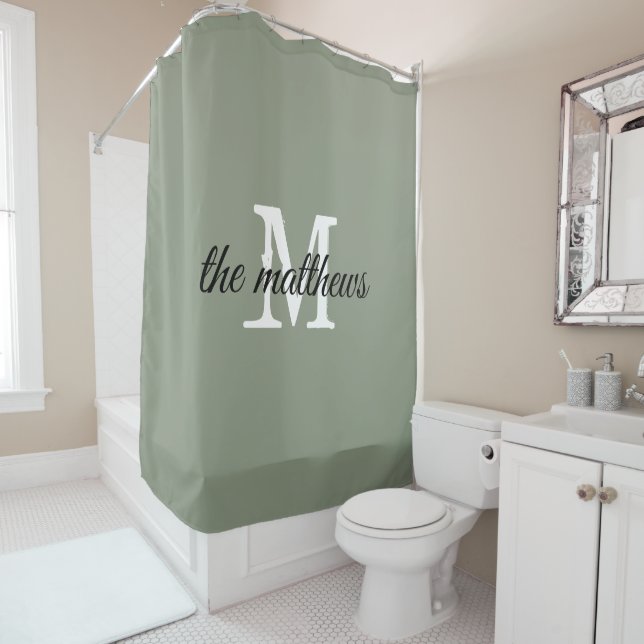 Modern Sage Green Monogram Family Name (In Situ)