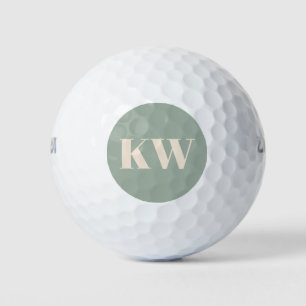 Modern Sage Green Monogram Initials Personalized Golf Balls