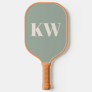 Modern Sage Green Monogram Initials Personalized Pickleball Paddle