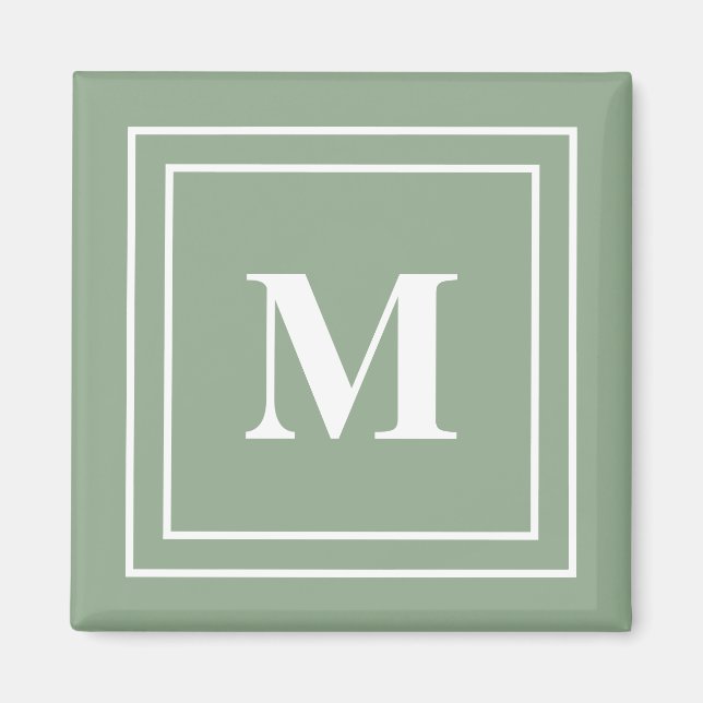 Modern Sage Green Monogram Magnet (Front)