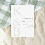 Modern Sage Green Monogram Minimalist Wedding Invitation<br><div class="desc">Easily personalize your wedding invitations with this editable template. Features minimal elegant typography design in sage green and white color.</div>