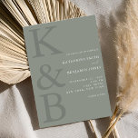 Modern Sage Green Monogram Minimalist Wedding Invitation<br><div class="desc">Easily personalize your wedding invitations with this editable template. Features minimal elegant typography design in sage green colour.</div>